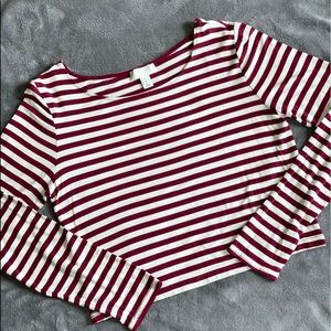 Forever 21/Plus Size/Striped/Crop Top/Burgundy